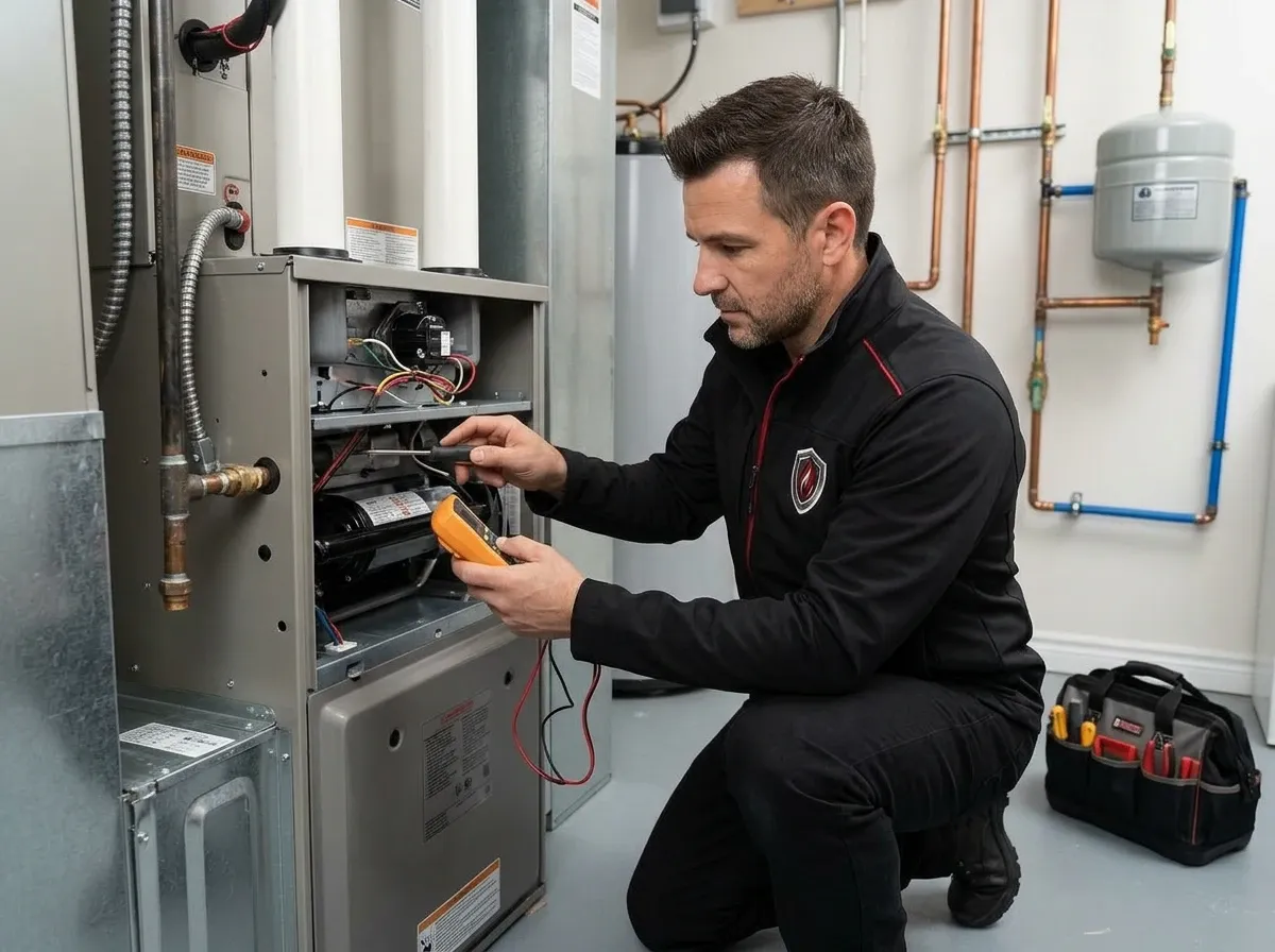 Ironclad Mechanical technician servicing a furnace