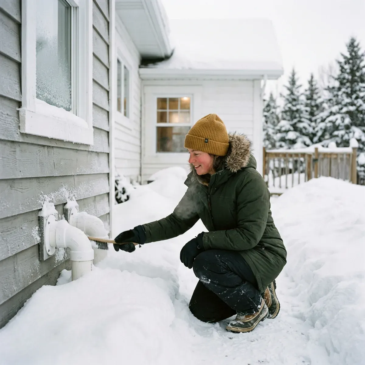 Clearing snow vent pipes
